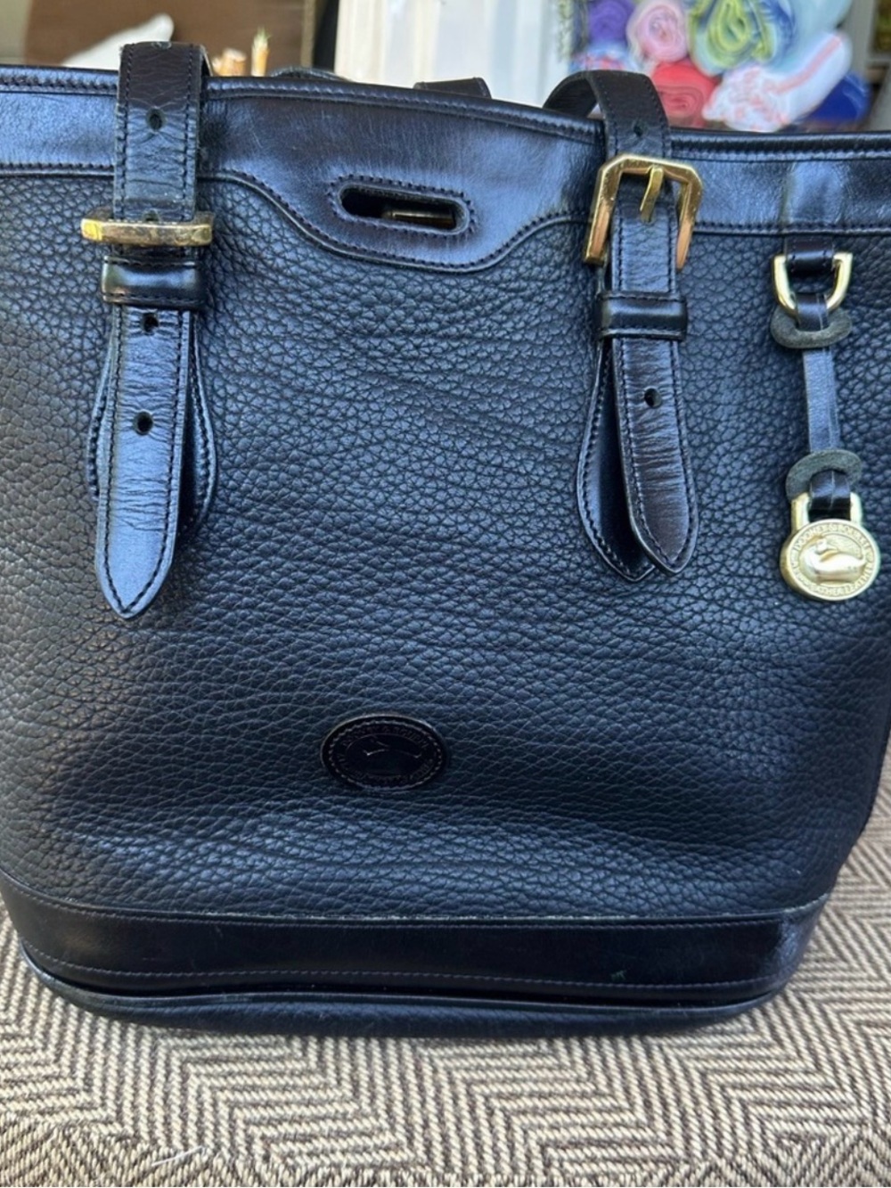 Vintage Dooney & Bourke AWL Black Leather Tote Made in USA